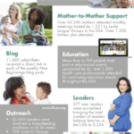 LLL USA logo is in teal at the top left. Individual Helping image of a young family with woman nursing the infant; Mother-to-Mother support image of two women sitting next to each other, each holding an infant and looking up to right; Blog image of a woman smiling at her infant; Education image of screen shot of LLL USA Home page; Leaders image of a pregnant woman holding her belly and turning her face to smile at the camera; Outreach image of a late group of women holding children and men smiling at the camera.